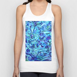 WATER LILIES, blue turquoise & purple abstract oil painting  Tank Top