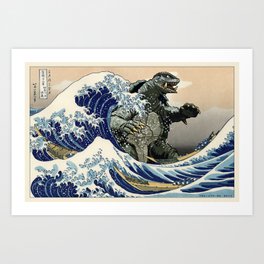 Kaiju Gamera In The Great Wave Art Print