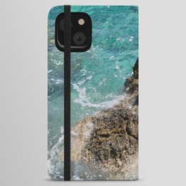 Azure Blue Sea And Volcanic Rock iPhone Wallet Case