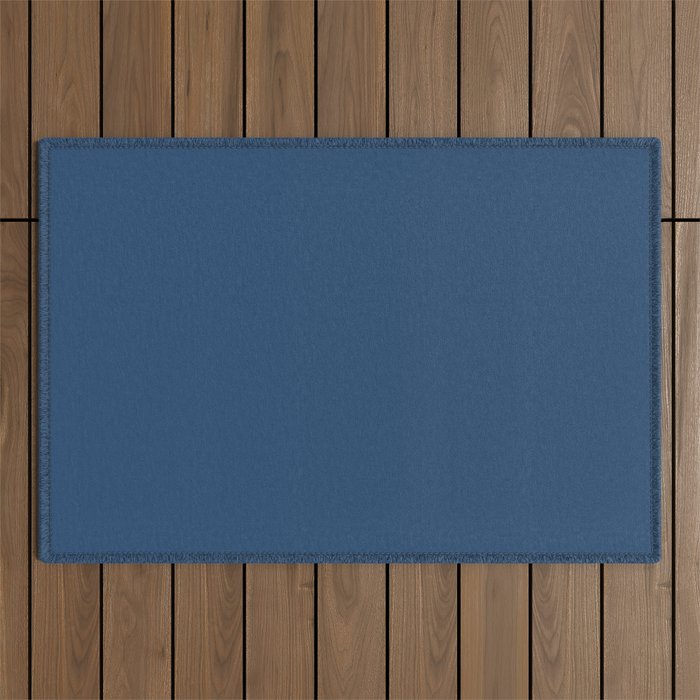 World Unity Dark Blue Solid Color Accent Shade Matches Sherwin Williams Indigo SW 6531 Outdoor Rug
