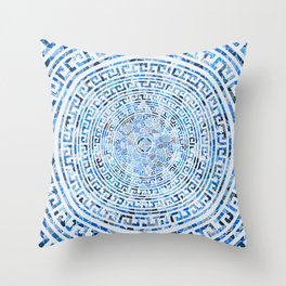 Circular Greek Meander Pattern - Greek Key Ornament Throw Pillow
