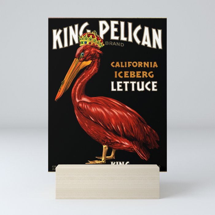 King Pelican red brand California Iceberg Lettuce vintage label advertising poster / posters Mini Art Print