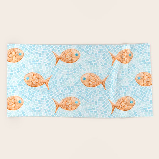 Fish Mosaic Beach Towel