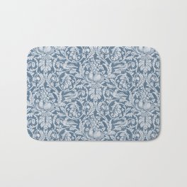 Queen Anne - Original Dove Blue William Morris Damask Pattern Bath Mat | Flower, Botanical, Pattern, Artsandcrafts, Painting, Watercolor, Floral, Flora, Antique, Retro 