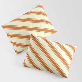 [ Thumbnail: Light Yellow & Chocolate Colored Pattern of Stripes Pillow Sham ]