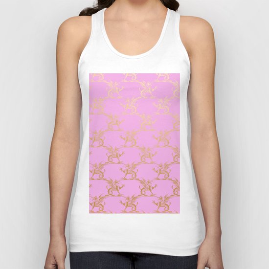 Princess like I - Gold glitter effect lion pattern on pink background #Society6 Unisex Tank Top