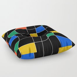 Warp Grid: Bauhaus Tiles Night Edition Floor Pillow
