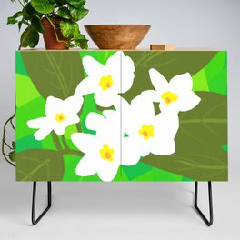 Jungle Flowers Modern Tropical Floral On Green Credenza