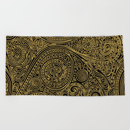 Golden spiral pattern Beach Towel