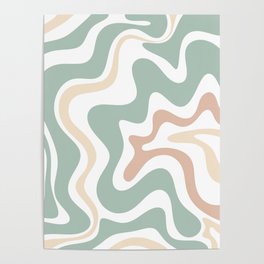 Liquid Swirl Abstract Pattern in Celadon Sage Poster