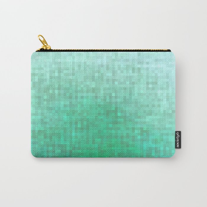 graphic design geometric pixel square pattern abstract in green Carry-All Pouch