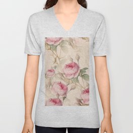 Antique Roses V Neck T Shirt