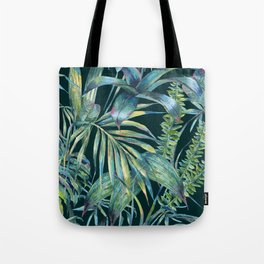 Watercolor green tropical leaves Tote Bag