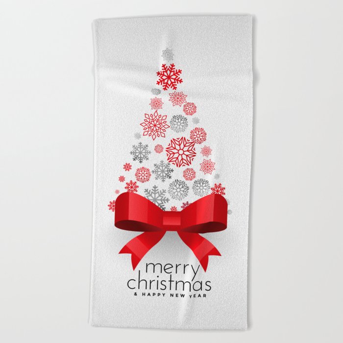 Christmas tree with snowflakes Beach Towel