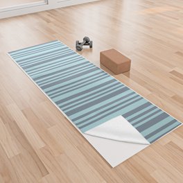 [ Thumbnail: Light Slate Gray and Powder Blue Colored Lines/Stripes Pattern Yoga Towel ]