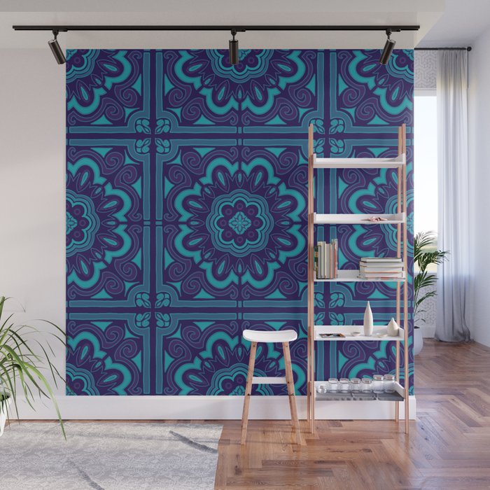 Paisley Tile - Blue - Pattern Wall Mural