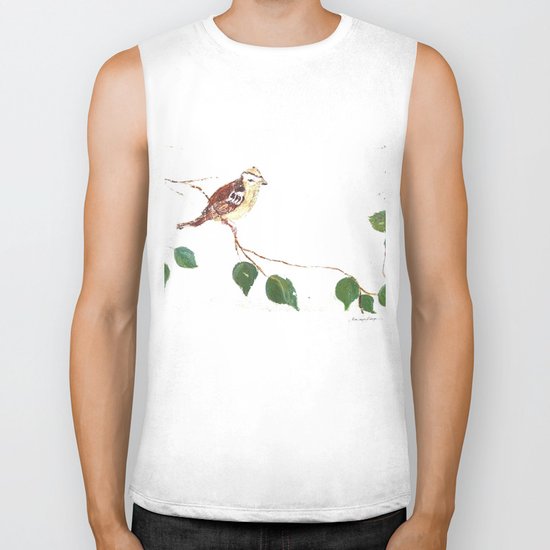 Bird painted on wood Biker Tank