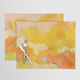 abstract spring sun Placemat | Interior, Curated, Graphicdesign, Mustard, Acrylic, Yellow, Watercolor, Art, Landscape, Abstract 
