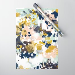 Sloane - Abstract painting in modern fresh colors navy, mint, blush, cream, white, and gold Wrapping Paper