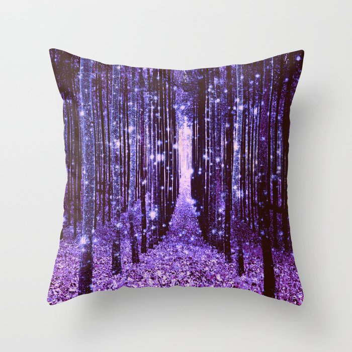 Magical Forest Purple Throw Pillow