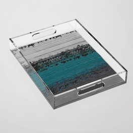 Teal and Gray Abstract Acrylic Tray