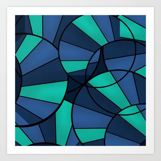 With blue turquoise and black abstract pattern . Art Print