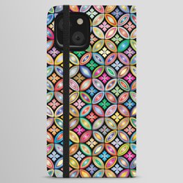 Ornate Prismatic Floral Background. iPhone Wallet Case