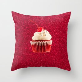 Cupcake Love | The Sparkliest Red Velvet Throw Pillow