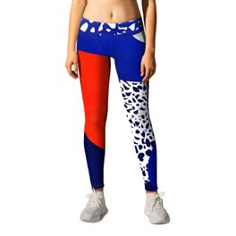 Terrazzo galaxy blue night white red Leggings