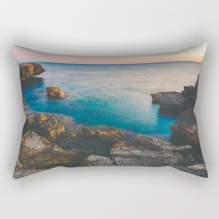 Spain Photography - Beautiful Blue Water By Some Stone Hills Rectangular Pillow
