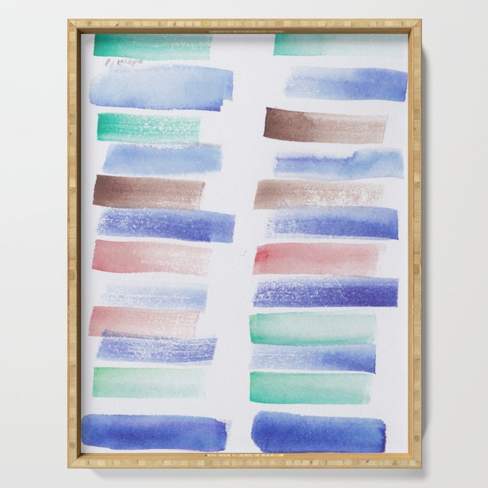 22  | 181101 Watercolour Palette Abstract Art | Lines | Stripes | Serving Tray
