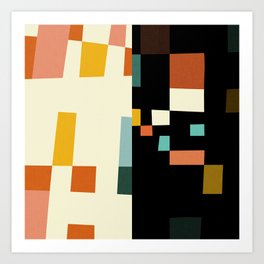 two in one, checker abstract Art Print
