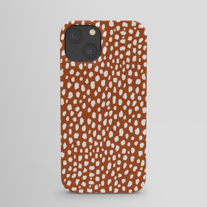 Burnt Orange Spots (white/burnt orange) iPhone Case