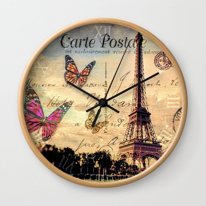 Vintage Paris-Carte Postale Wall Clock