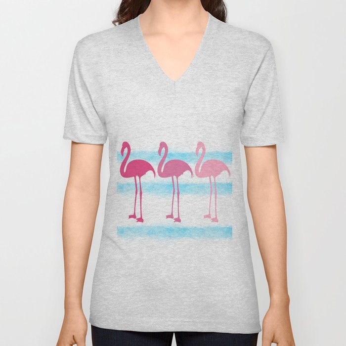 Pink Flamingos V Neck T Shirt