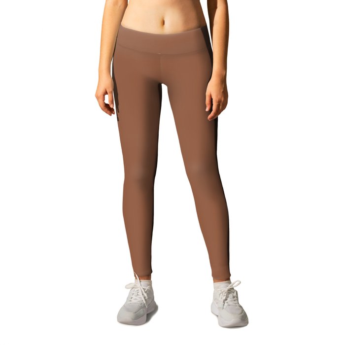 Dark Rusty Reddish Brown Solid Color Pairs PPG Spiced Cider PPG1068-7 - All One Single Shade Colour Leggings
