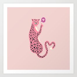 Big cat 1 leopard love pink Art Print