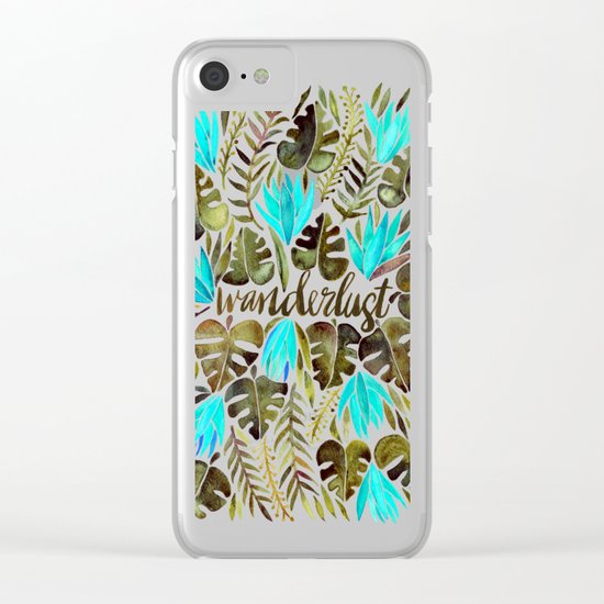 Tropical Wanderlust – Turquoise & Olive Clear iPhone Case