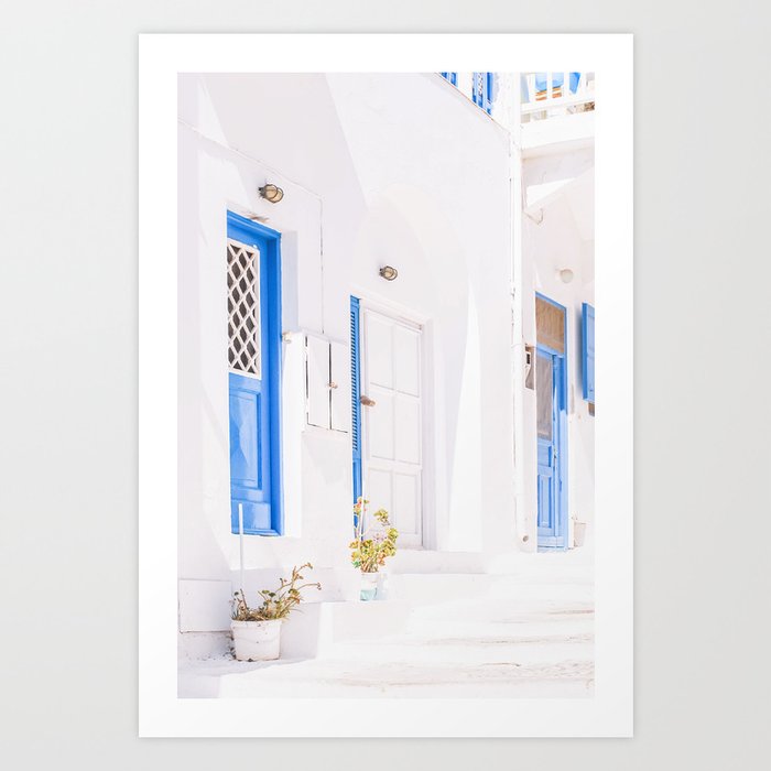 503. Everything's Blue, Mykonos, Greece Art Print