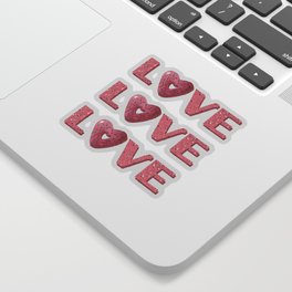 Cute pink heart shaped donut and word Love Sticker