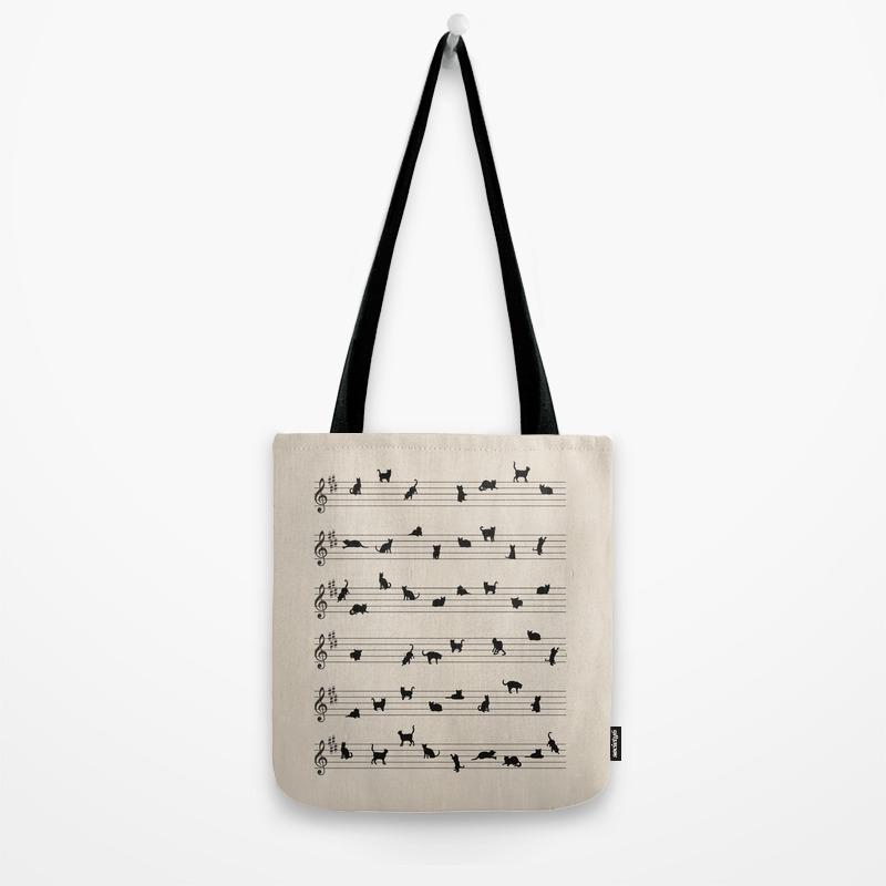 Cute Conceptual Cat Song Music Notation Tote Bag By Kittybitty