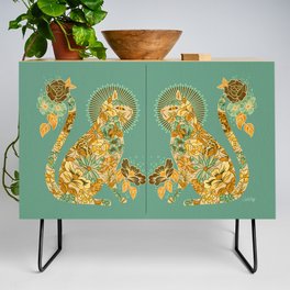 Porcelain Cat – Mint & Ochre Credenza