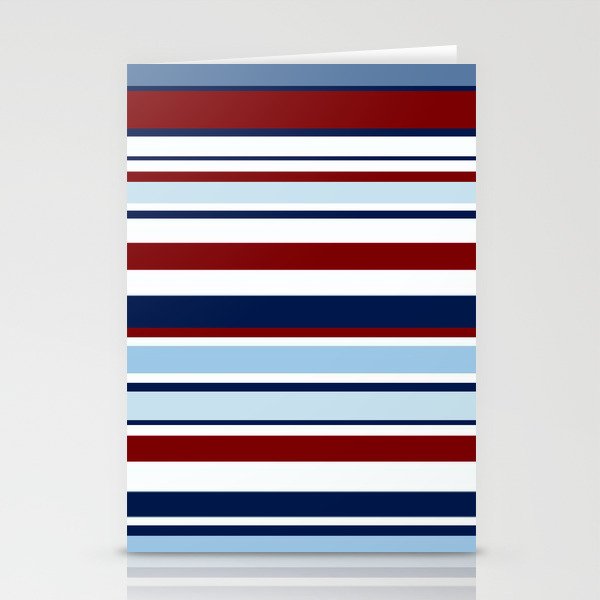 Nautical Stripes - Blue Red White Stationery Cards