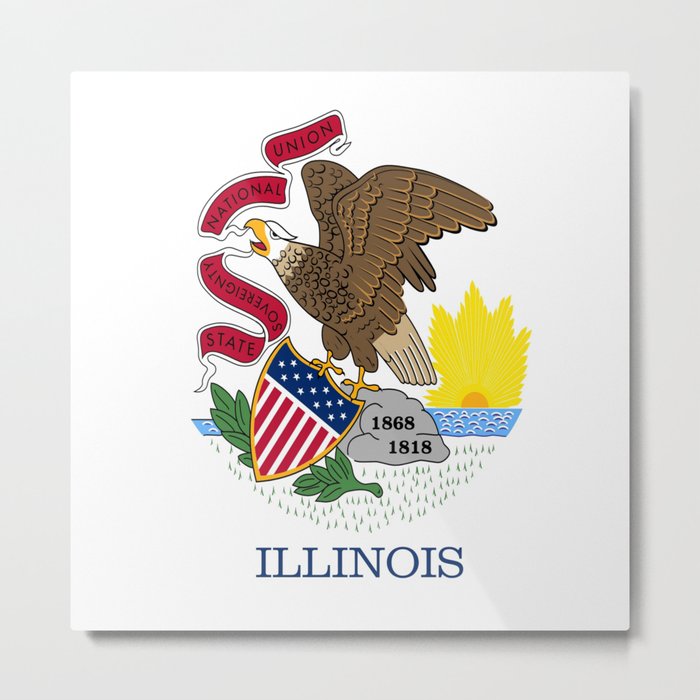 flag illinois,america,usa,midwest,Land of Lincoln,Prairie State,Illinoisan,Chicago,Aurora,Rockford Metal Print