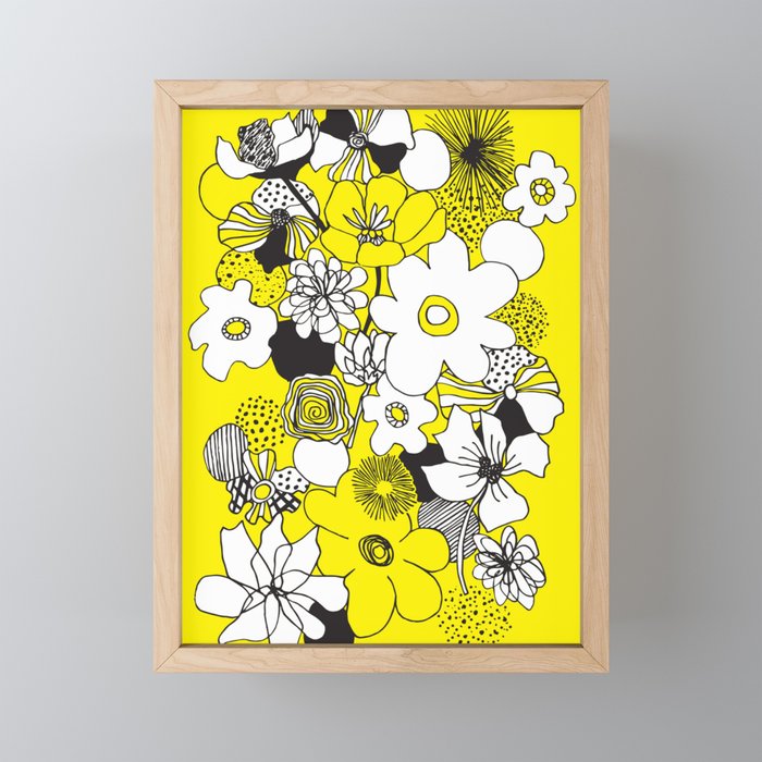 Floral Medley - Yellow Framed Mini Art Print