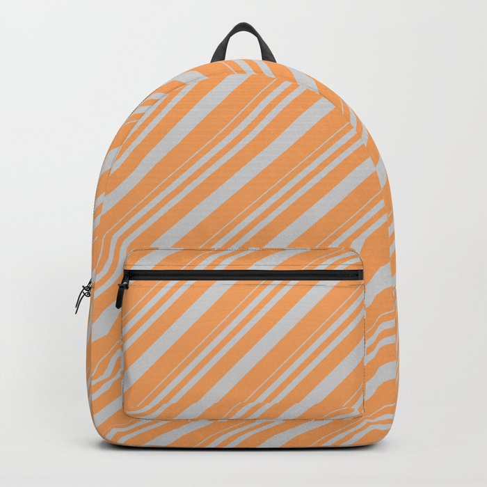 Light Gray and Brown Colored Lines Pattern Backpack