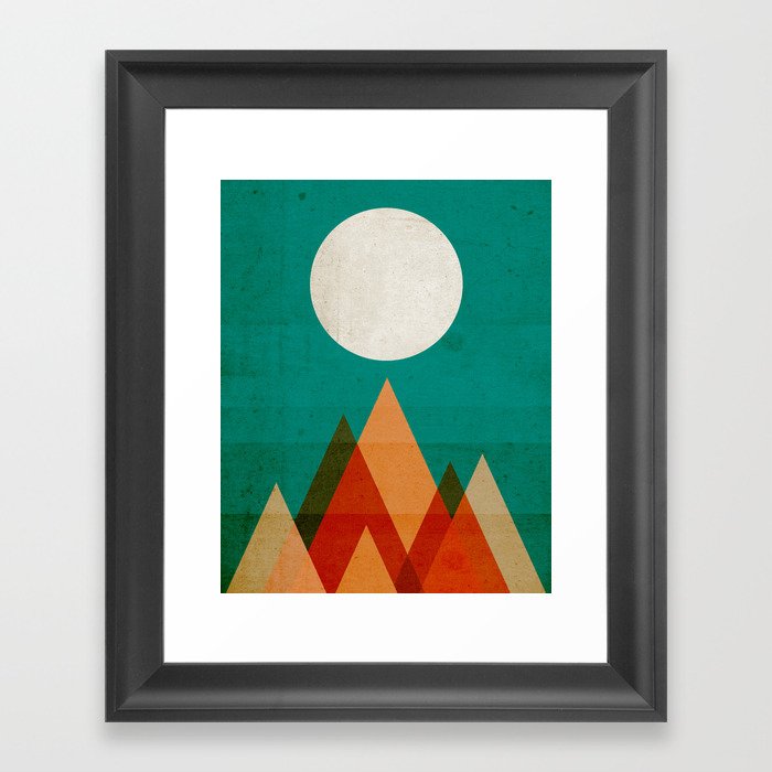 Full moon over Sahara desert Framed Art Print