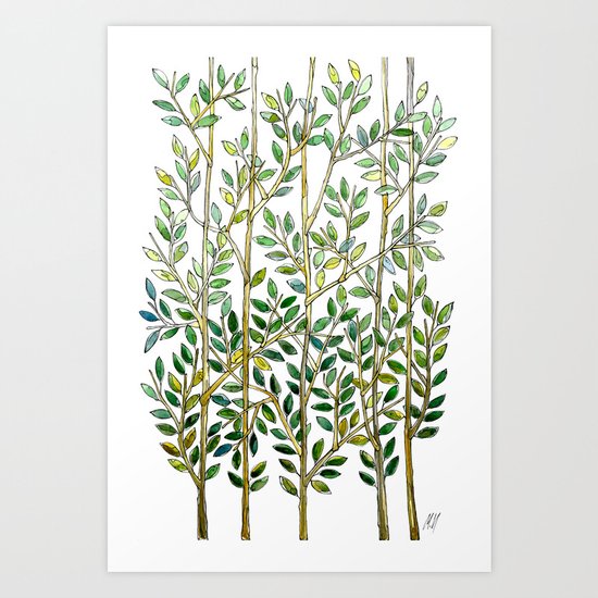 Trees and leaves Art Print