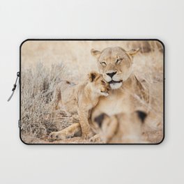 Lioness and a cub cuddling together; fine art travel photo Laptop Sleeve