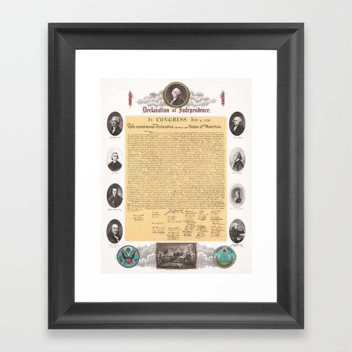 Official Facsimile Of The Declaration of Independence - Circa 1903 Framed Art Print